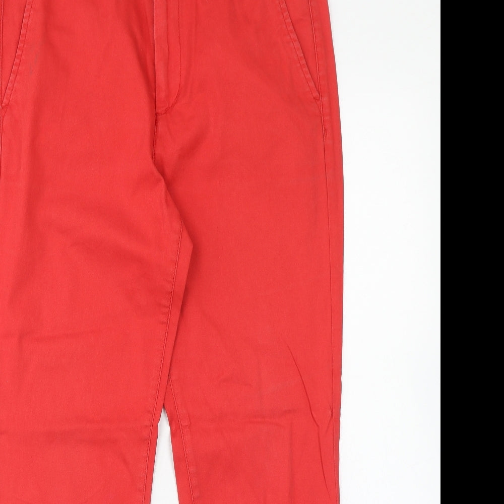 Per Una Womens Red Cotton Chino Trousers Size 12 Regular Hook & Eye