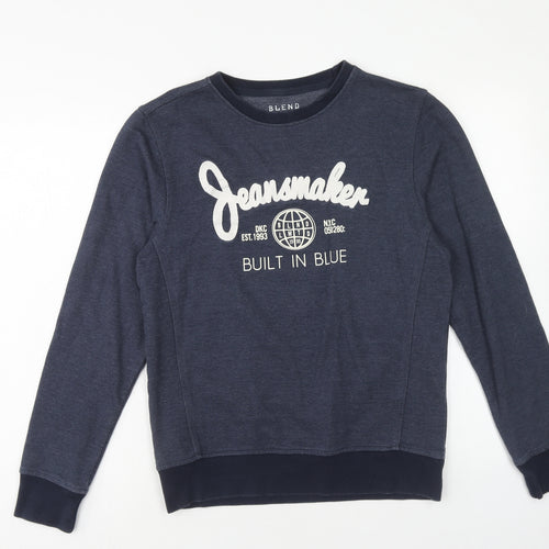 Blend Mens Blue Cotton Pullover Sweatshirt Size S - Jeansmaker