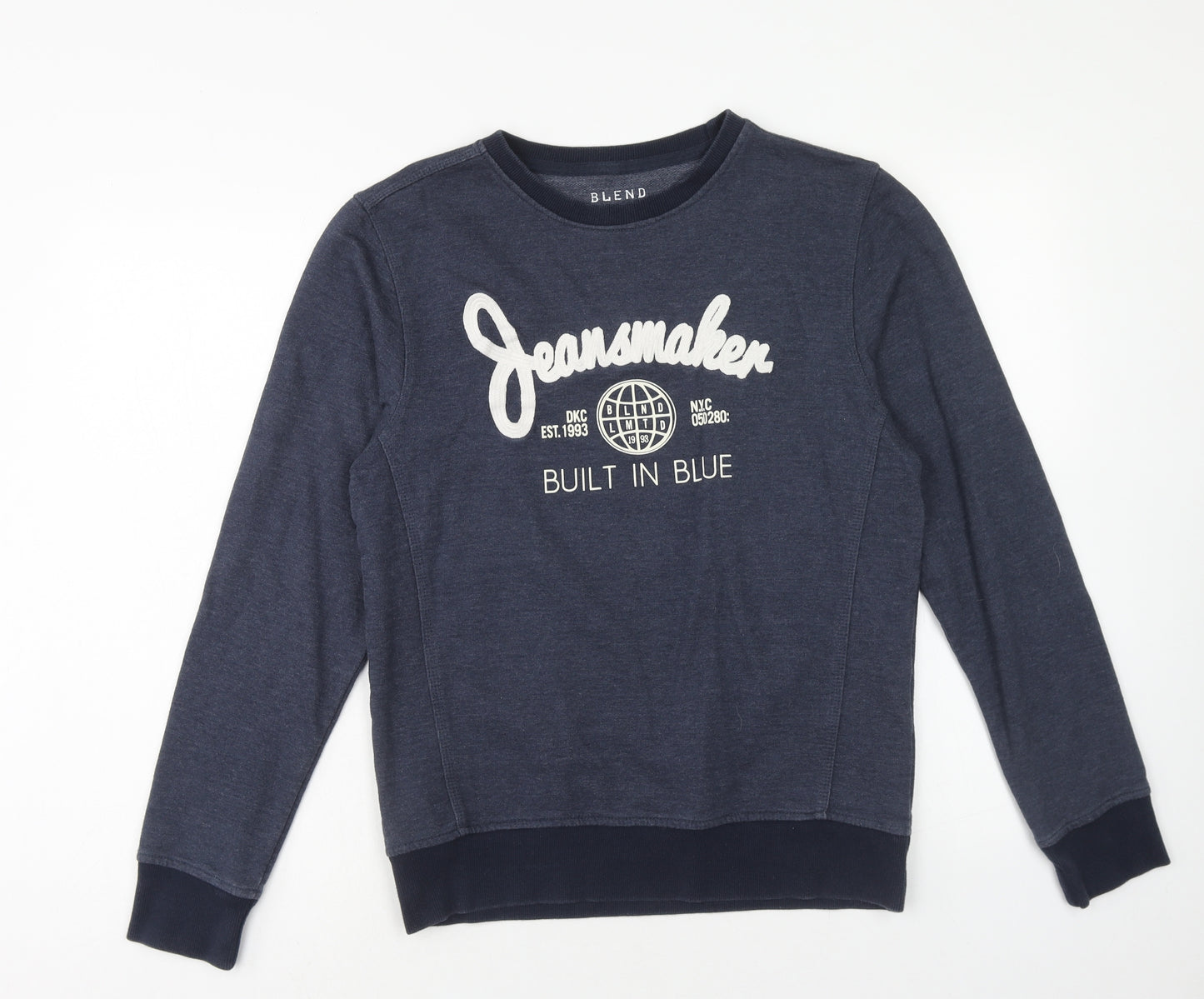 Blend Mens Blue Cotton Pullover Sweatshirt Size S - Jeansmaker