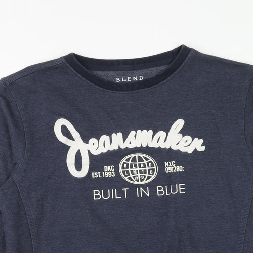 Blend Mens Blue Cotton Pullover Sweatshirt Size S - Jeansmaker
