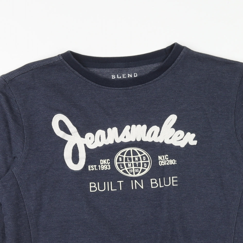 Blend Mens Blue Cotton Pullover Sweatshirt Size S - Jeansmaker