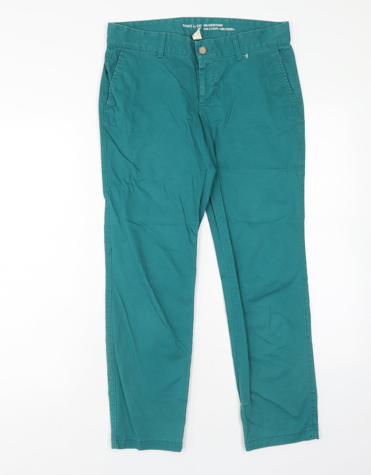 Gap Womens Green Cotton Trousers Size 6 Regular Zip