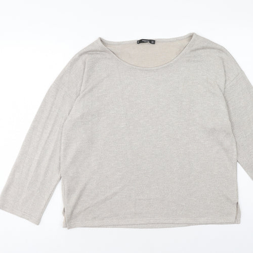 Mango Womens Gold Scoop Neck Viscose Pullover Jumper Size M