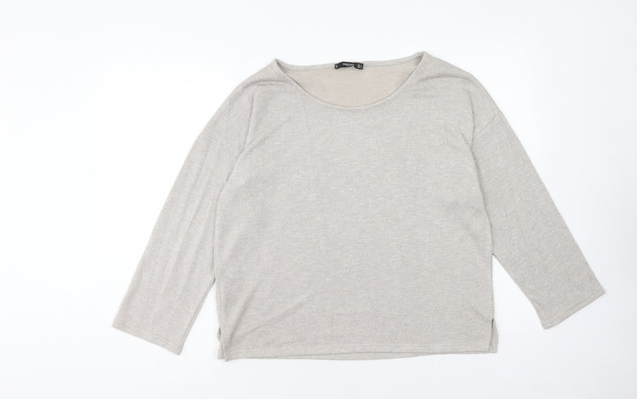 Mango Womens Gold Scoop Neck Viscose Pullover Jumper Size M