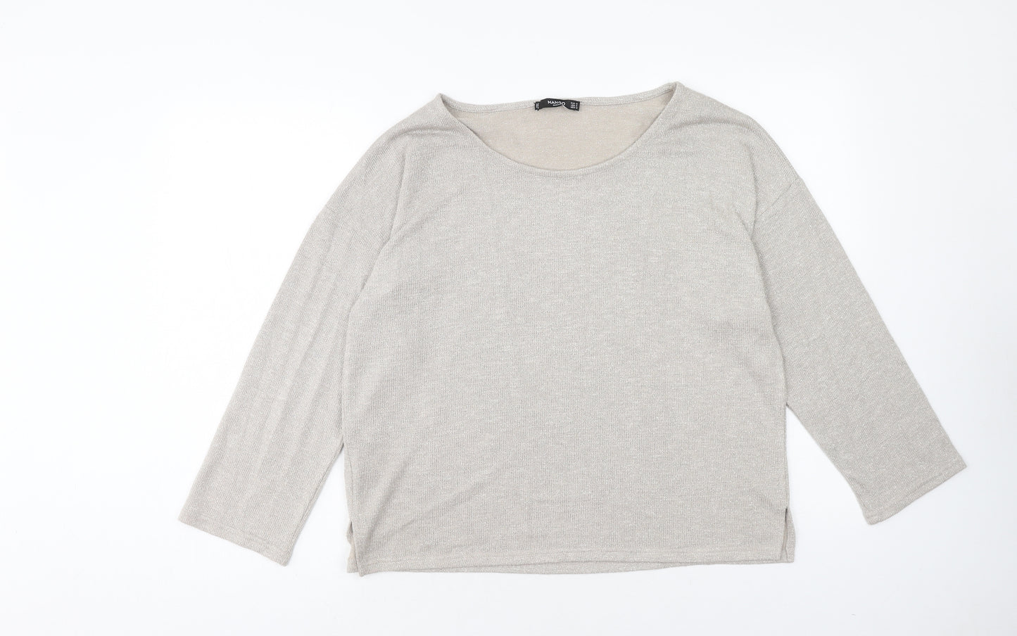 Mango Womens Gold Scoop Neck Viscose Pullover Jumper Size M