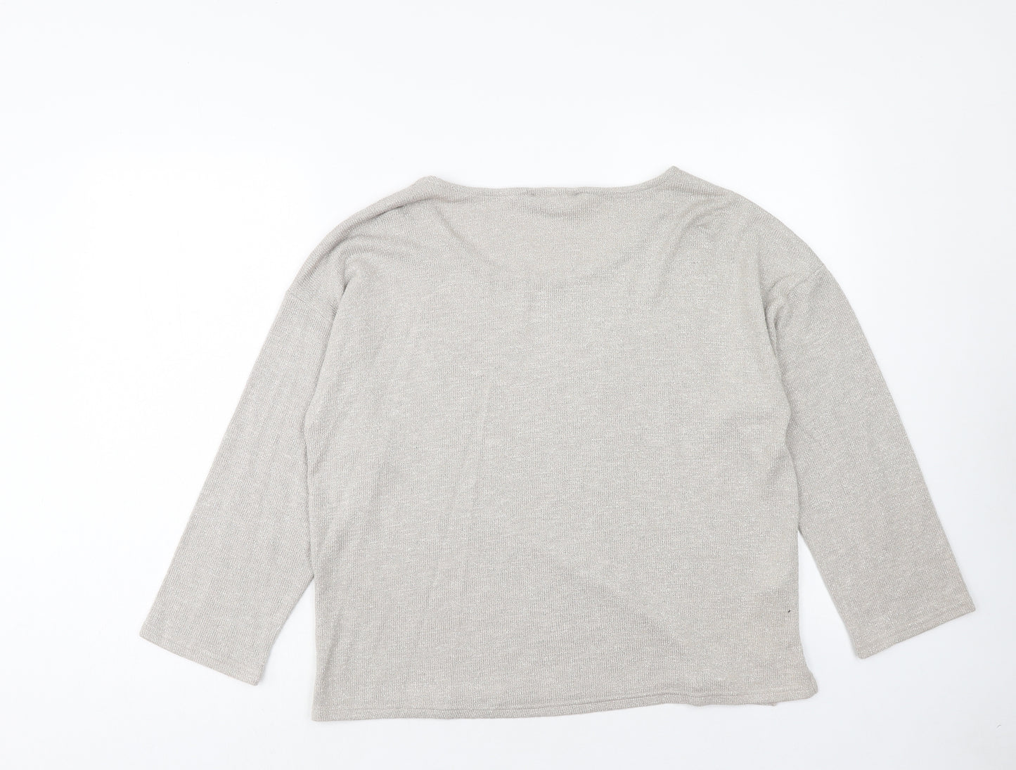 Mango Womens Gold Scoop Neck Viscose Pullover Jumper Size M