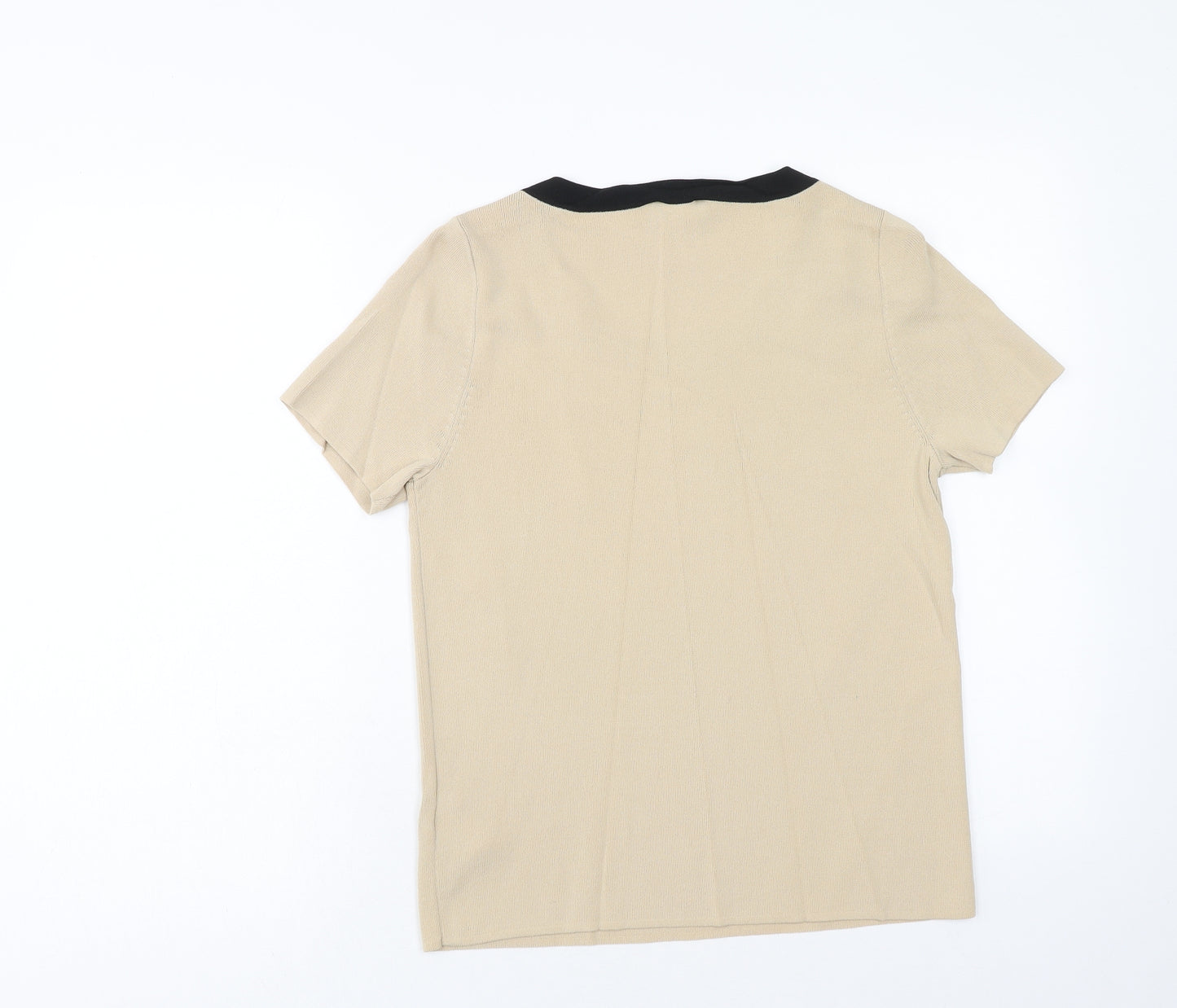Casamia Womens Beige Viscose Basic T-Shirt Size S Round Neck