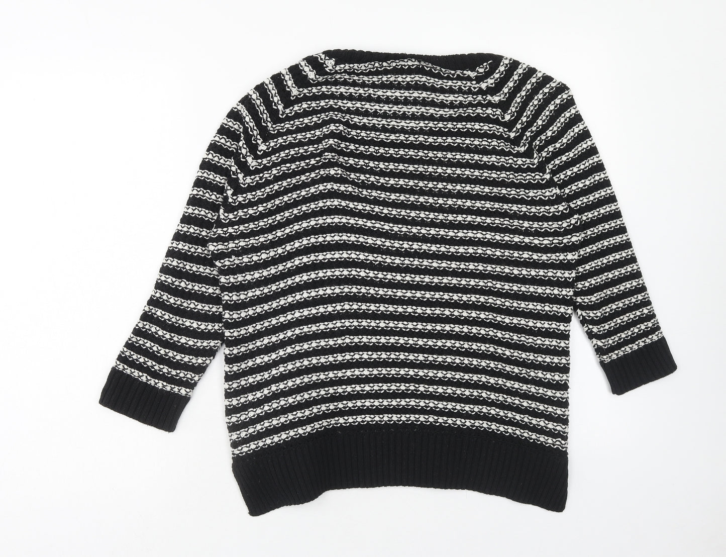 F&F Womens Blue Scoop Neck Striped Acrylic Pullover Jumper Size 14