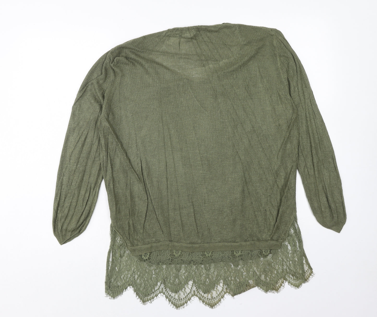 George Womens Green V-Neck Polyester Pullover Jumper Size 14 - Lace trim