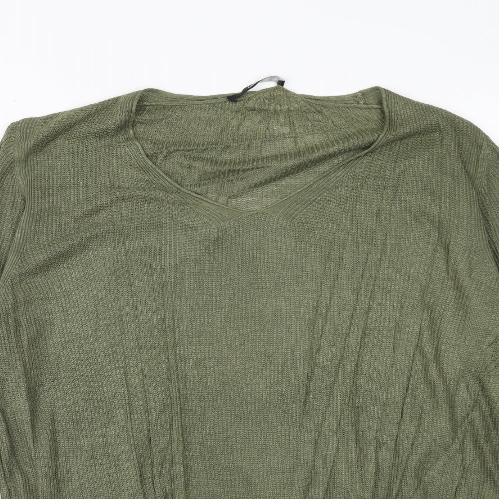 George Womens Green V-Neck Polyester Pullover Jumper Size 14 - Lace trim