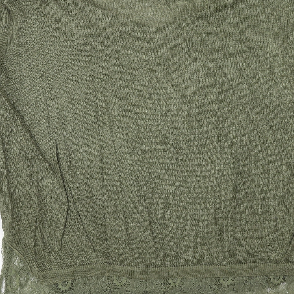 George Womens Green V-Neck Polyester Pullover Jumper Size 14 - Lace trim