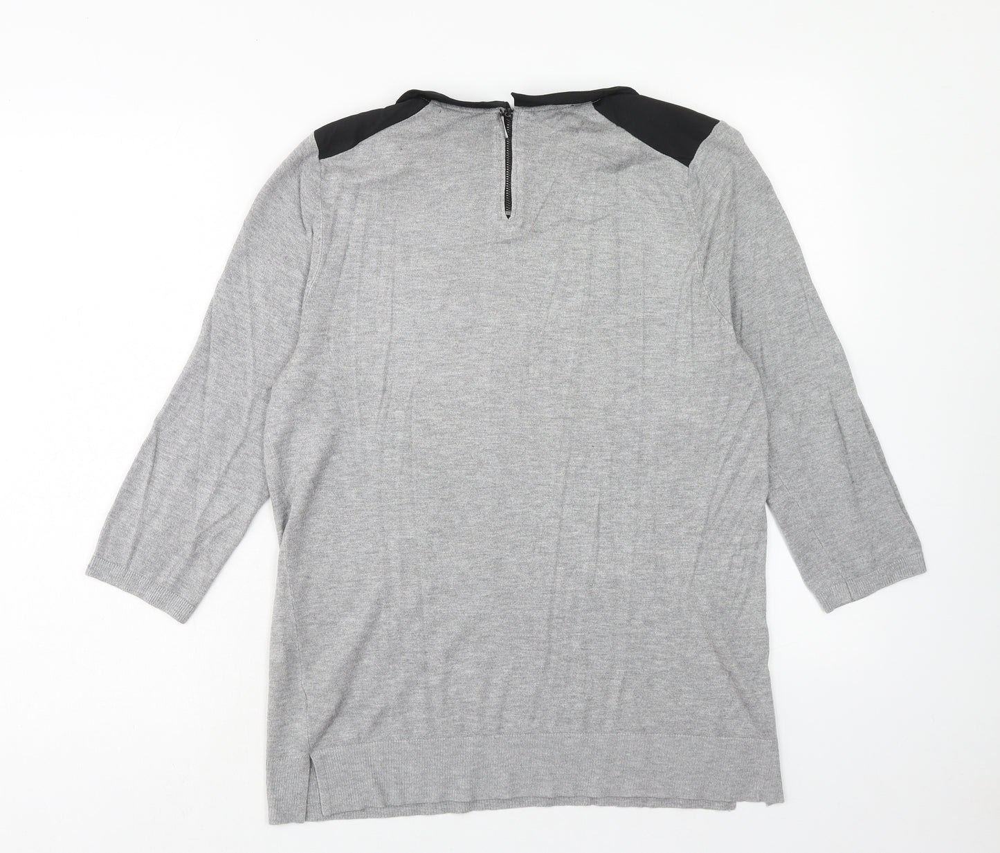 Papaya Womens Grey Collared Viscose Pullover Jumper Size 14
