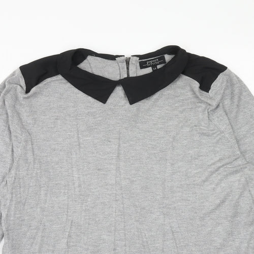 Papaya Womens Grey Collared Viscose Pullover Jumper Size 14