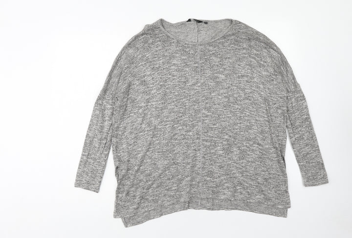 New Look Womens Grey Round Neck Viscose Pullover Jumper Size 12