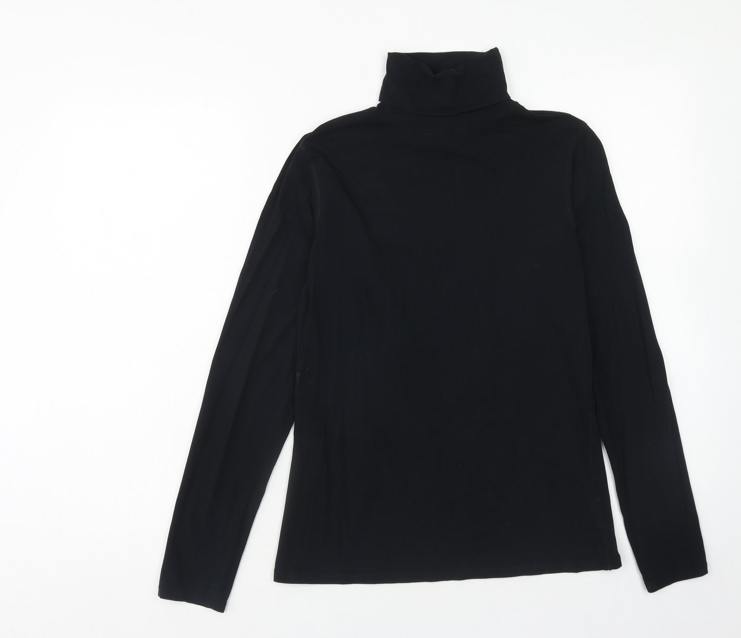 NEXT Womens Black Cotton Basic T-Shirt Size 14 Roll Neck
