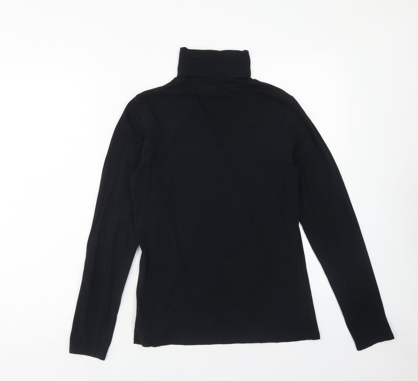 NEXT Womens Black Cotton Basic T-Shirt Size 14 Roll Neck