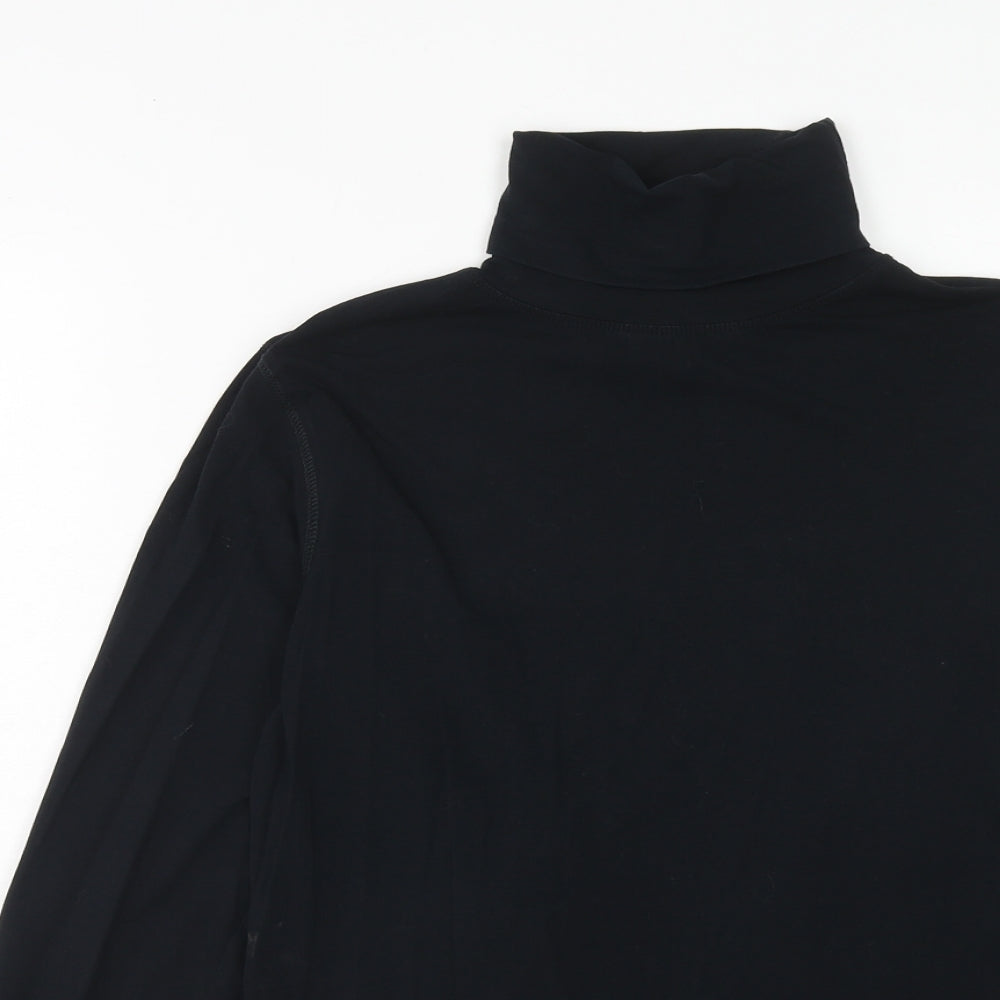 NEXT Womens Black Cotton Basic T-Shirt Size 14 Roll Neck