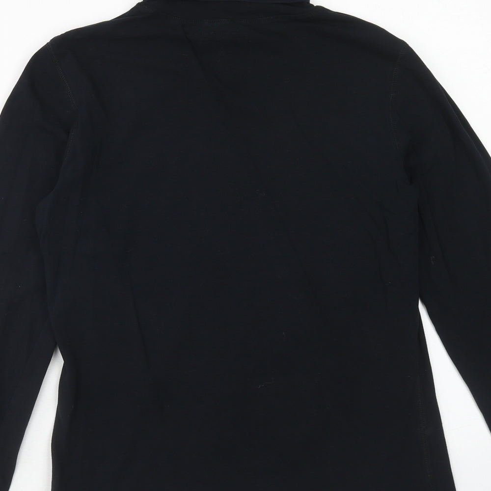 NEXT Womens Black Cotton Basic T-Shirt Size 14 Roll Neck