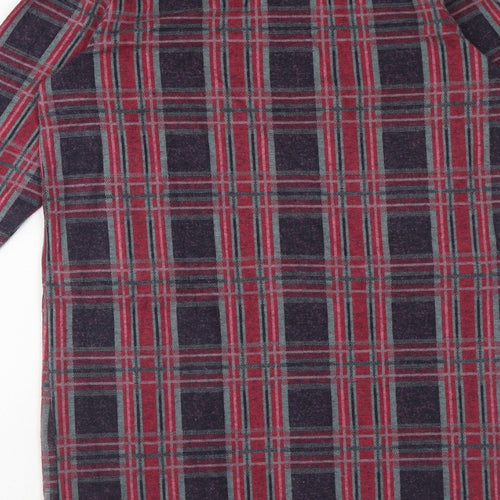 TU Womens Pink Plaid Polyester Shift Size 10 Round Neck Pullover