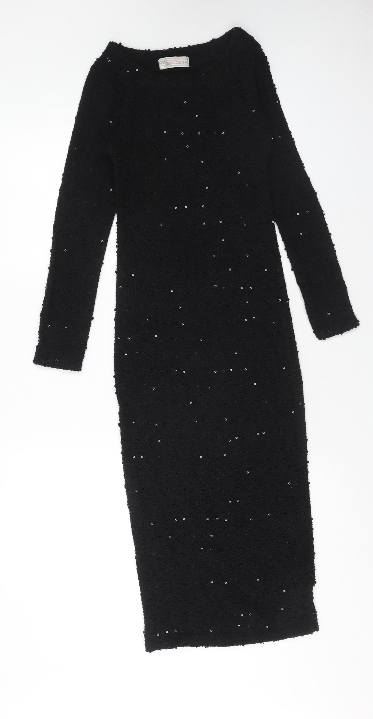 Cameo Rose Womens Black Polyester Bodycon Size 10 Boat Neck Pullover