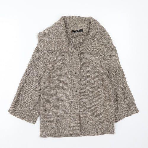 George Womens Brown V-Neck Acrylic Cardigan Jumper Size 10