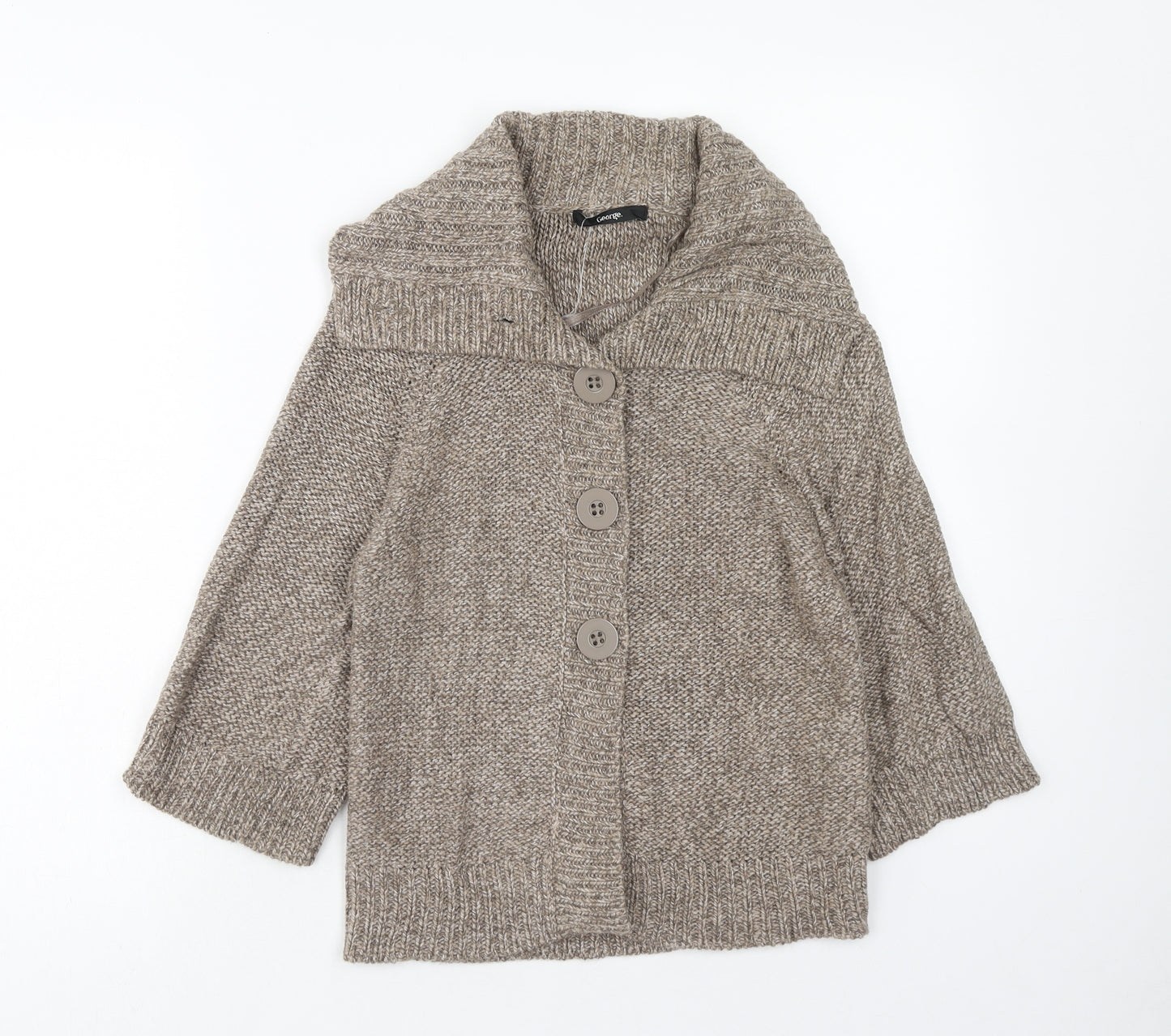 George Womens Brown V-Neck Acrylic Cardigan Jumper Size 10