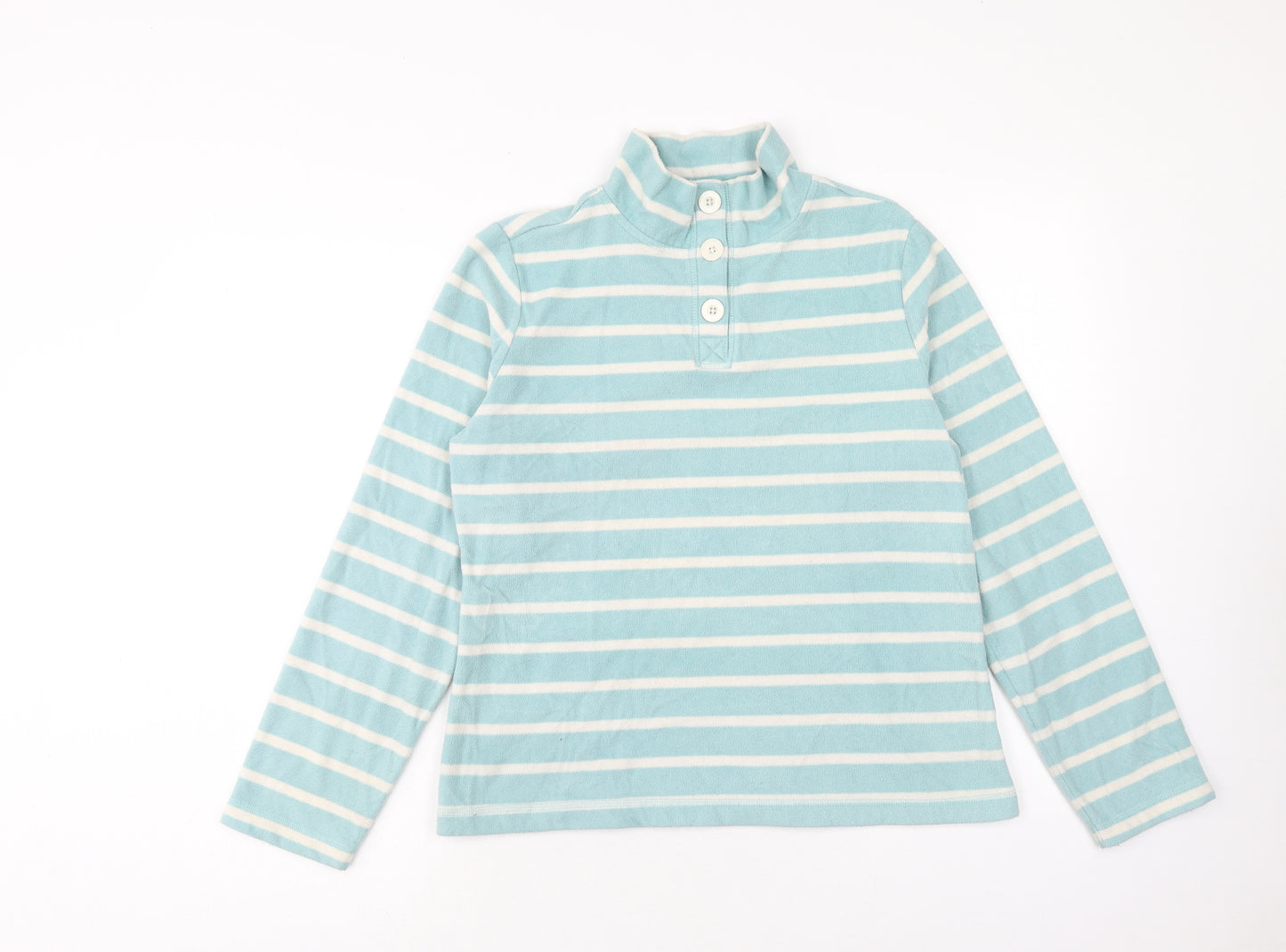 George Womens Blue Striped Polyester Pullover Sweatshirt Size 14 Button