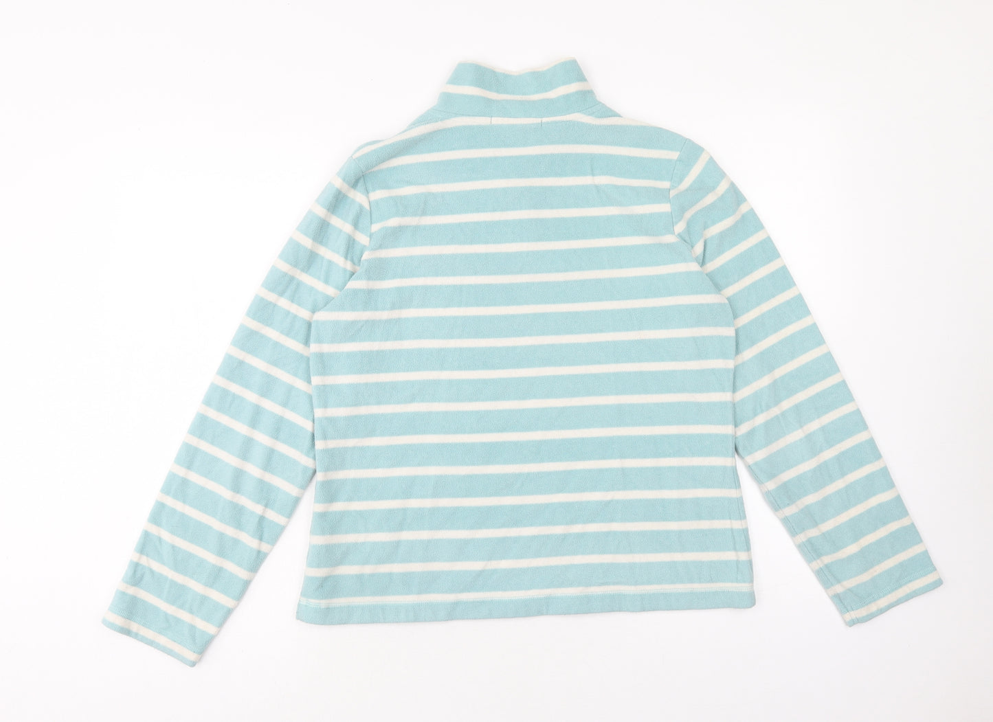 George Womens Blue Striped Polyester Pullover Sweatshirt Size 14 Button