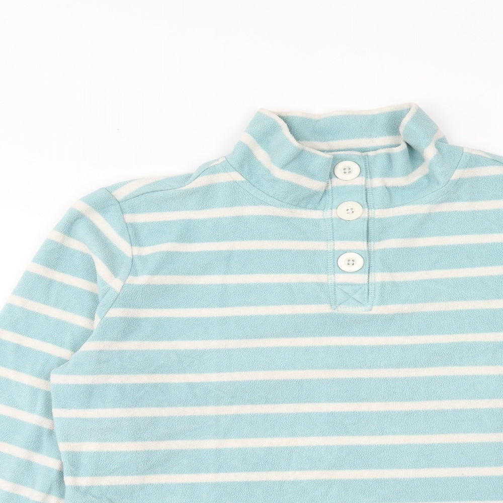 George Womens Blue Striped Polyester Pullover Sweatshirt Size 14 Button