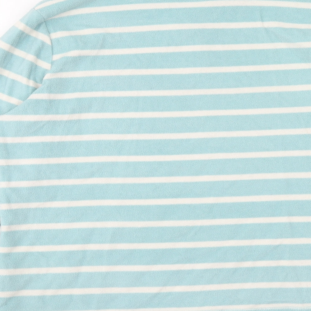 George Womens Blue Striped Polyester Pullover Sweatshirt Size 14 Button