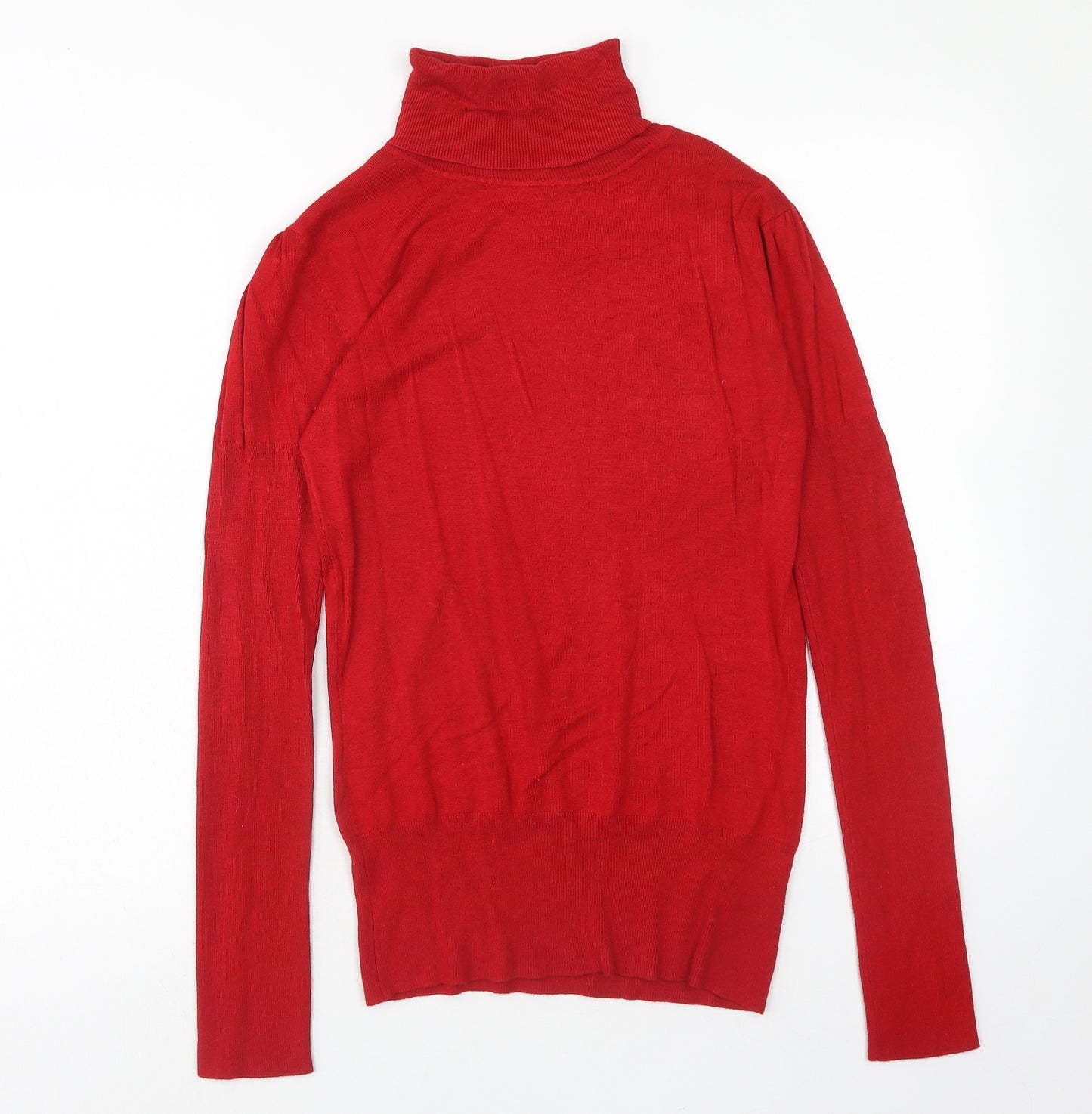 New Look Womens Red Roll Neck Viscose Pullover Jumper Size 14