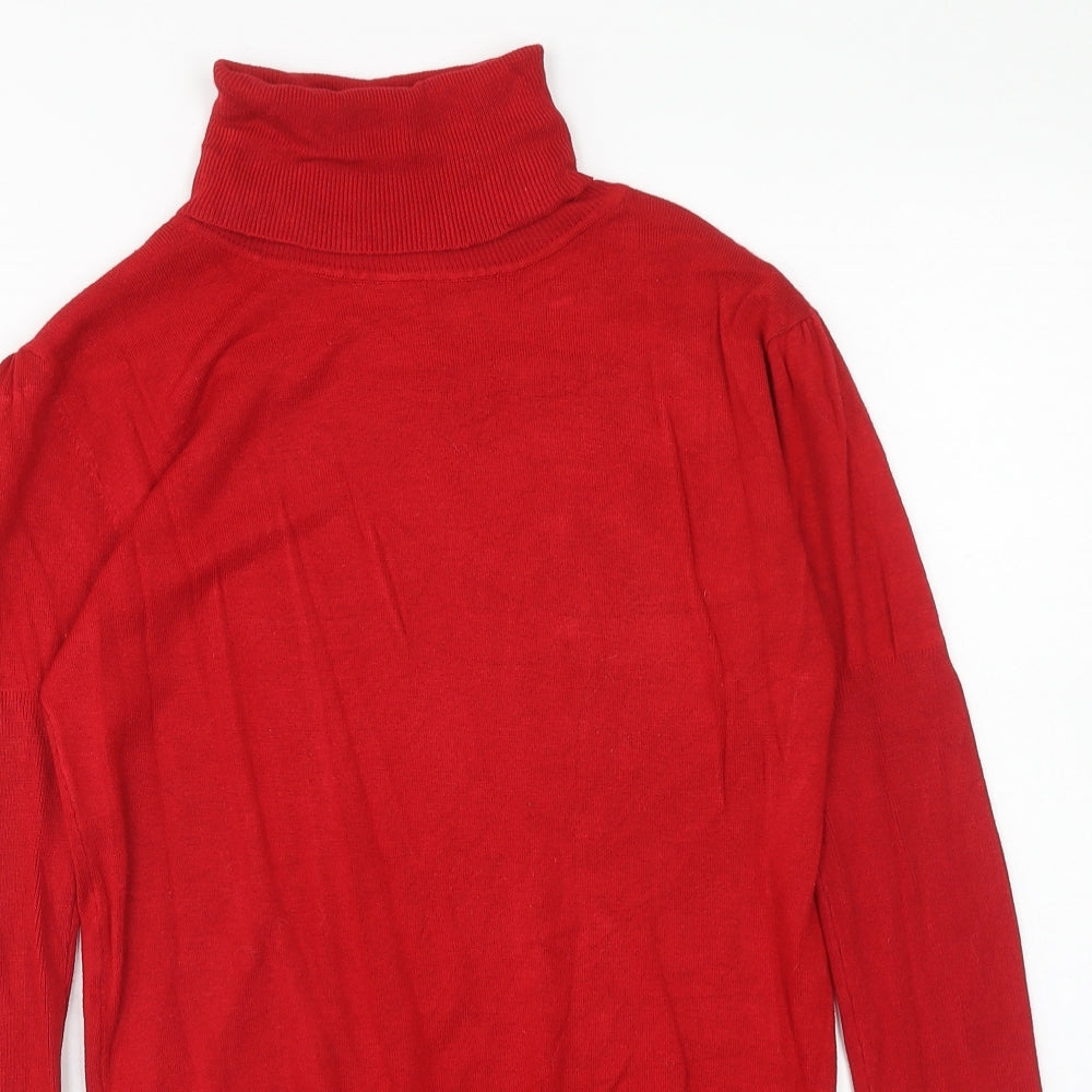 New Look Womens Red Roll Neck Viscose Pullover Jumper Size 14