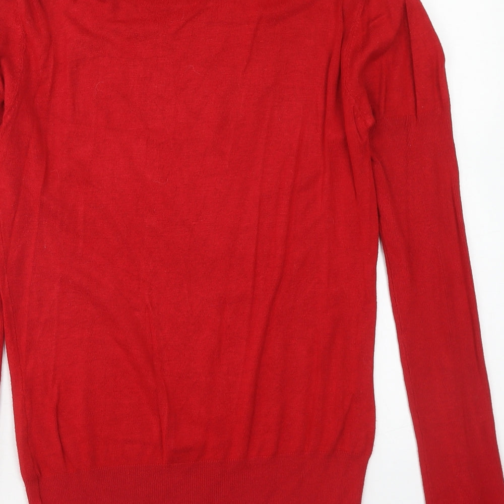 New Look Womens Red Roll Neck Viscose Pullover Jumper Size 14