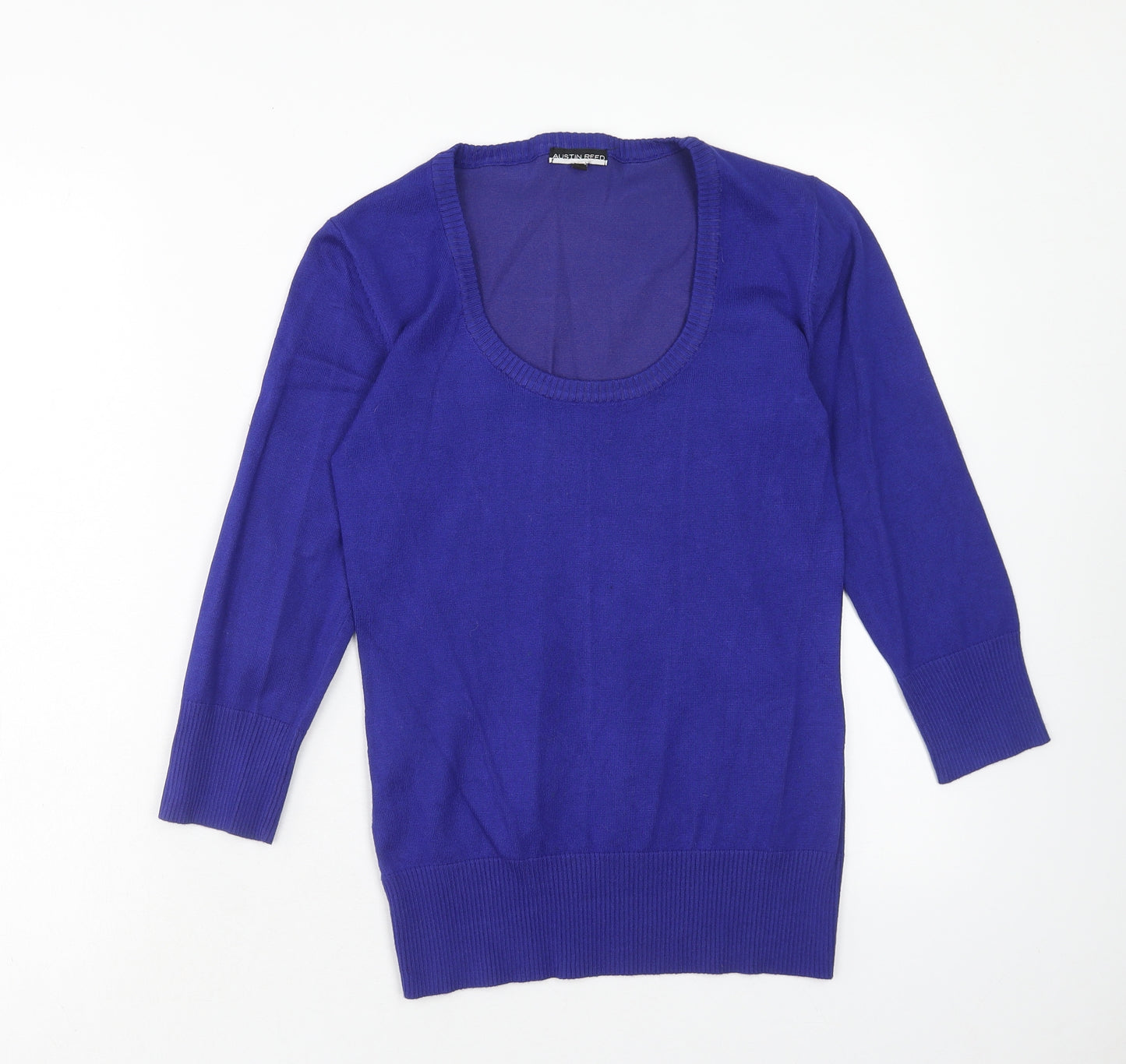 Austin Reed Womens Blue Scoop Neck Viscose Pullover Jumper Size S