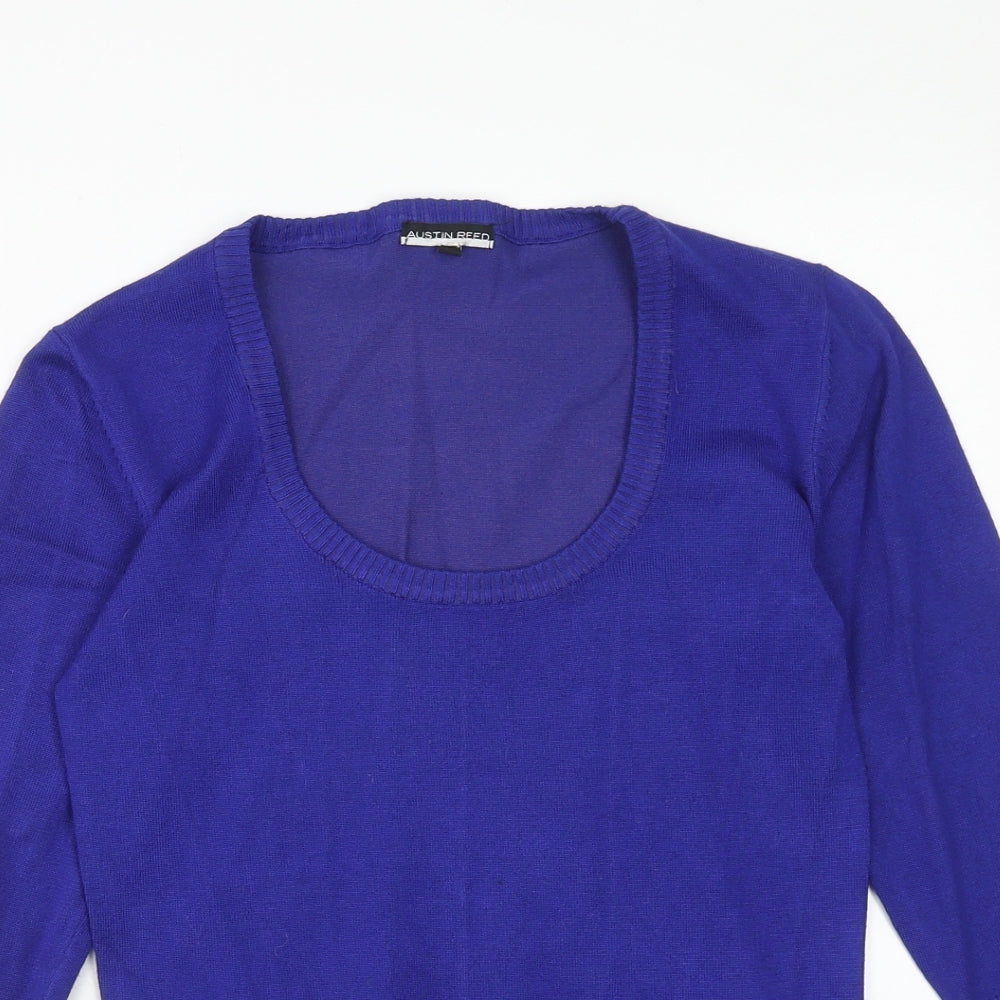 Austin Reed Womens Blue Scoop Neck Viscose Pullover Jumper Size S
