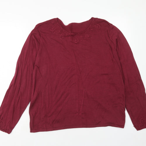 Preworn Womens Purple Round Neck Cotton Pullover Jumper Size 2XL