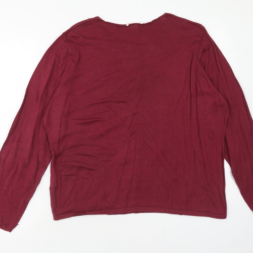 Preworn Womens Purple Round Neck Cotton Pullover Jumper Size 2XL
