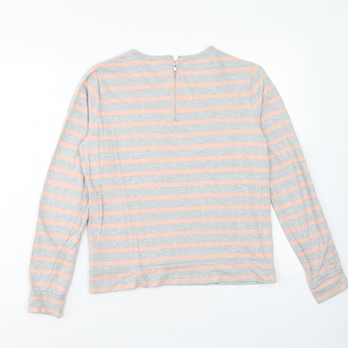 Witchery Womens Grey Striped Cotton Basic Blouse Size S Scoop Neck