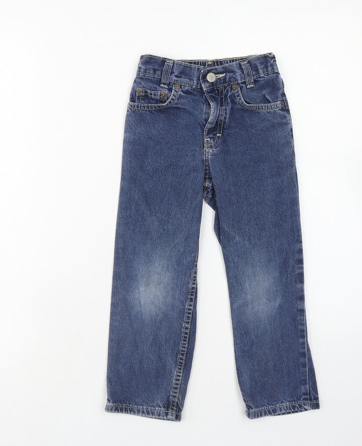 Marks and Spencer Boys Blue Cotton Straight Jeans Size 4XL Regular Zip