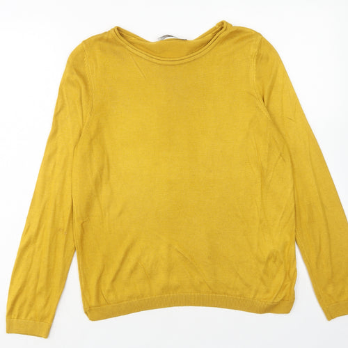 George Womens Yellow Round Neck Viscose Pullover Jumper Size 12