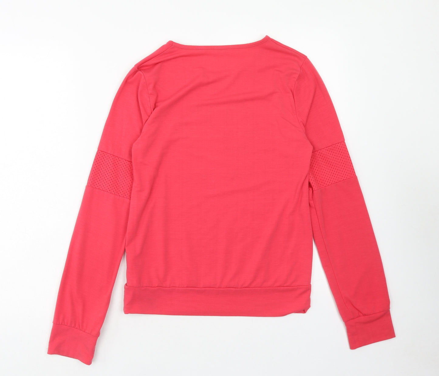 M&Co Girls Pink Polyester Basic T-Shirt Size 13 Years Crew Neck Pullover - 92 Print