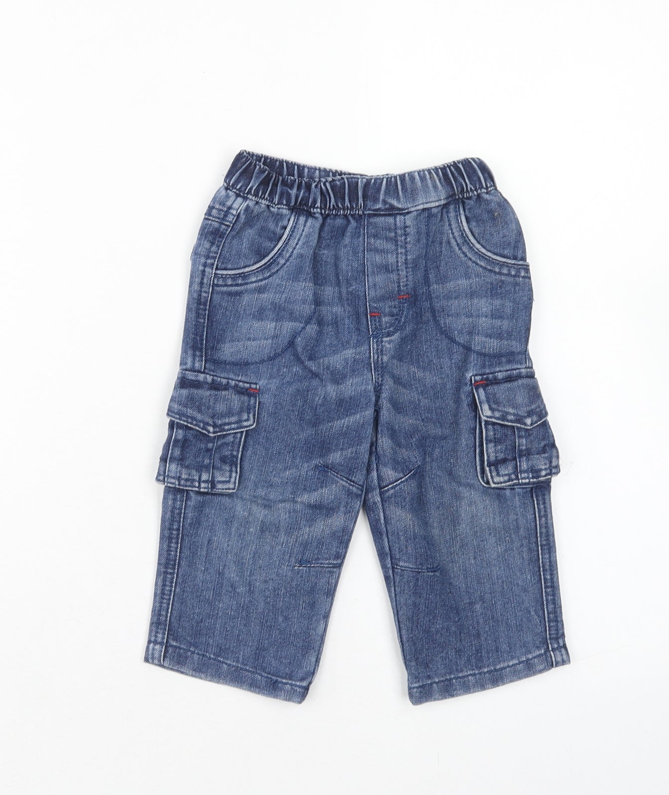 George Boys Blue Cotton Cargo Jeans Size 6-9 Months L50 cm Pullover