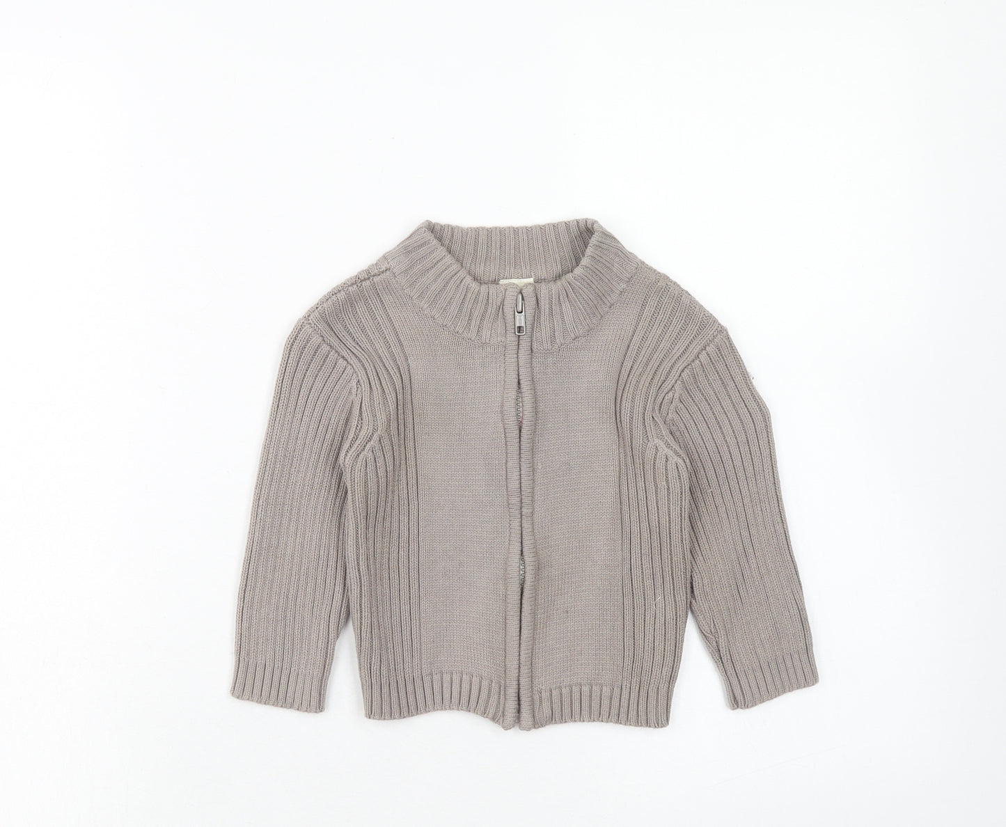 Tiny Ted Boys Brown Cotton Full Zip Jumper Size 12-18 Months Zip
