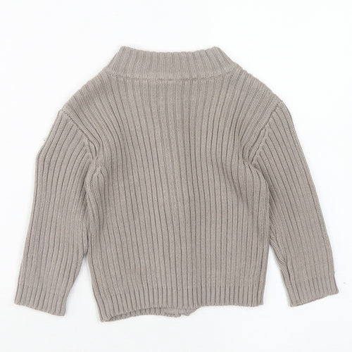 Tiny Ted Boys Brown Cotton Full Zip Jumper Size 12-18 Months Zip
