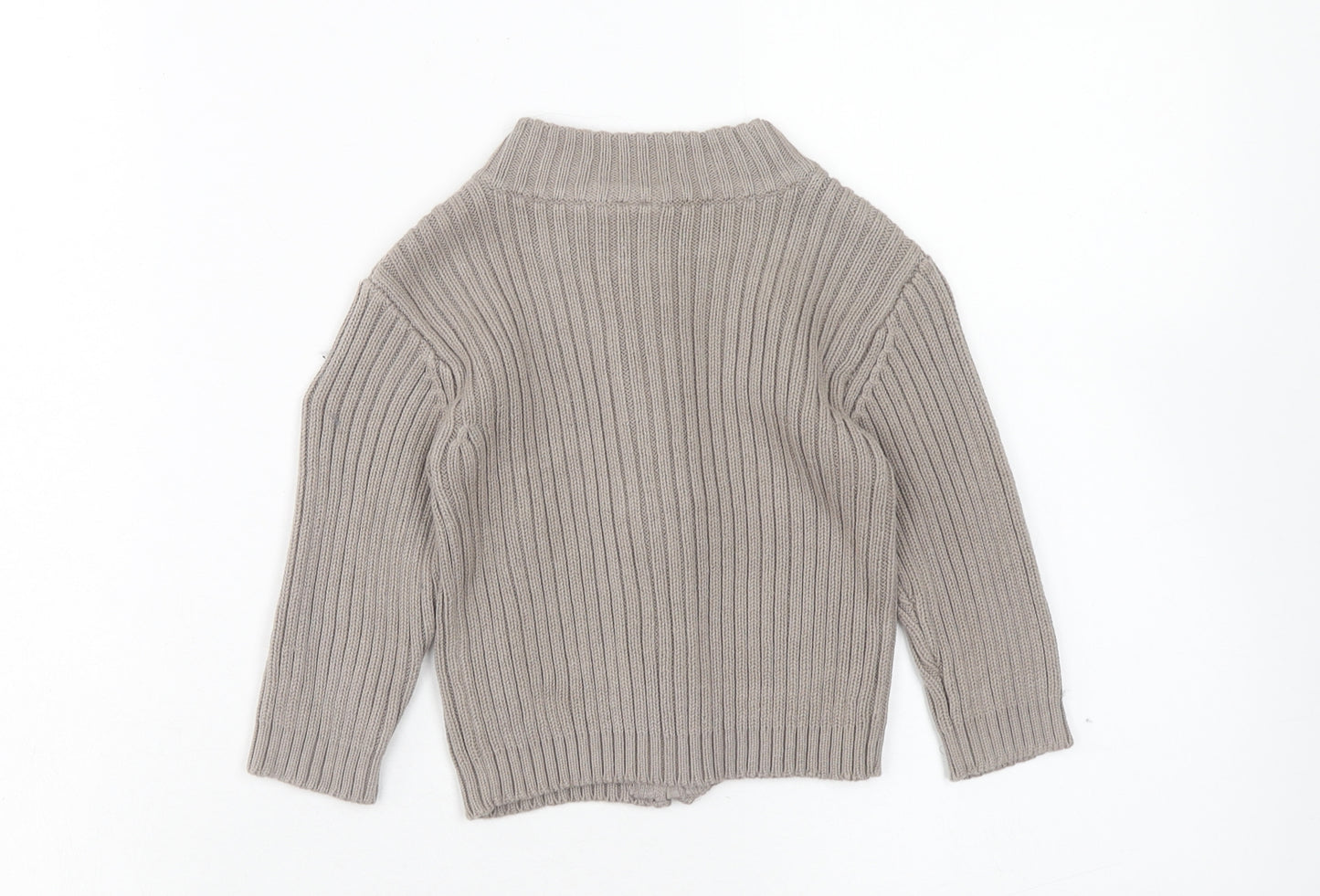 Tiny Ted Boys Brown Cotton Full Zip Jumper Size 12-18 Months Zip