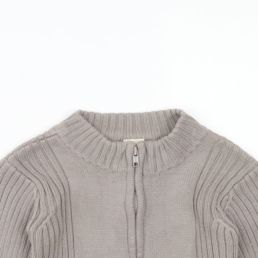 Tiny Ted Boys Brown Cotton Full Zip Jumper Size 12-18 Months Zip