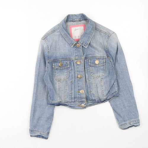 Denim & Co. Womens Blue Jacket Size 8 Button