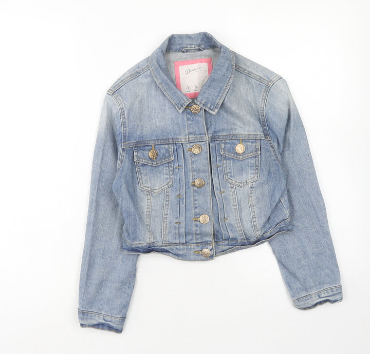 Denim & Co. Womens Blue Jacket Size 8 Button