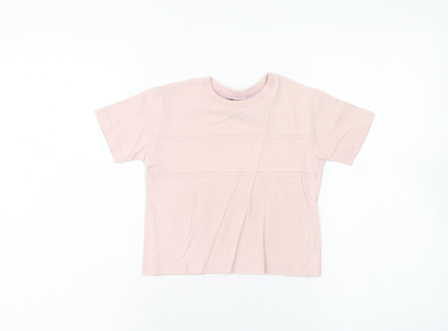 NEXT Girls Pink Cotton Basic T-Shirt Size 2XS Round Neck Pullover
