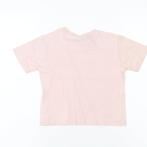 NEXT Girls Pink Cotton Basic T-Shirt Size 2XS Round Neck Pullover